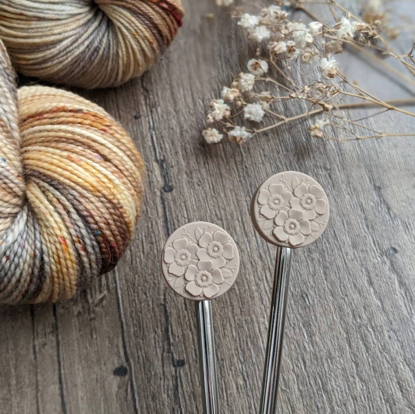 Needle Protectors - Floral Disk Brown